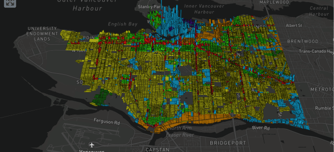 Map of land values by zoning category for the City of Vancouver